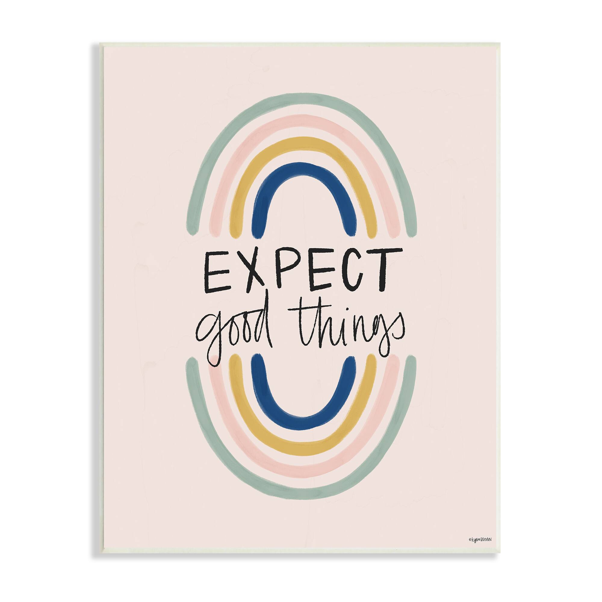 Stupell Industries Expect Good Things Phrase Double Rainbow Reflection Wall Plaque